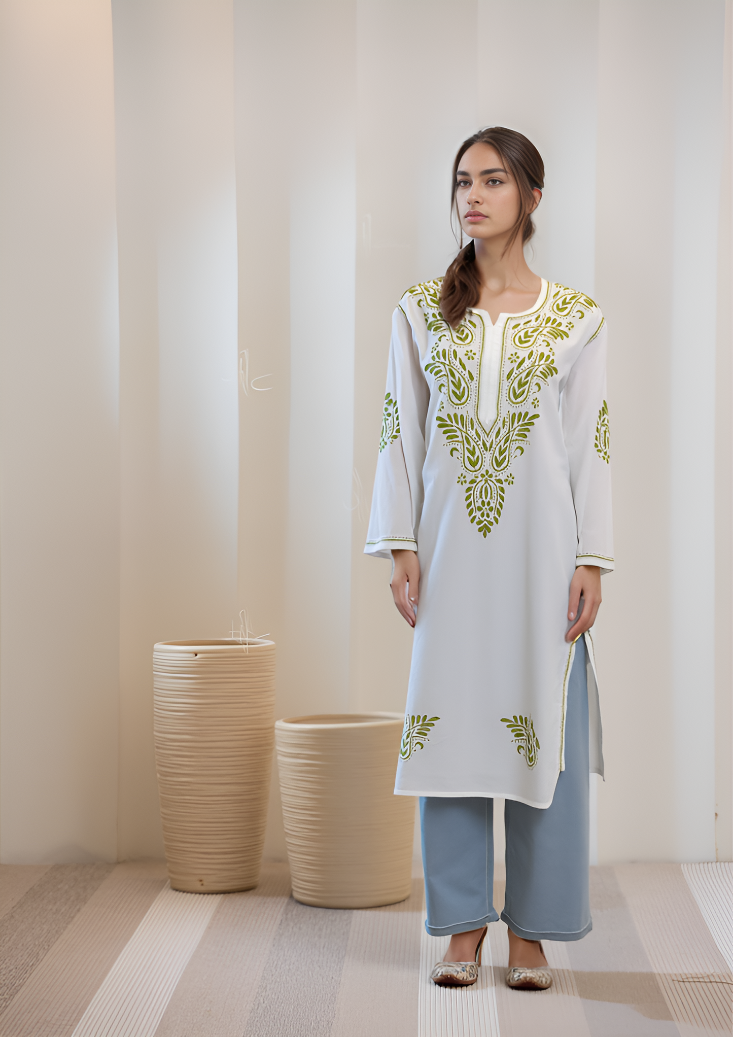 Cotton Hand Embroidered Kurti