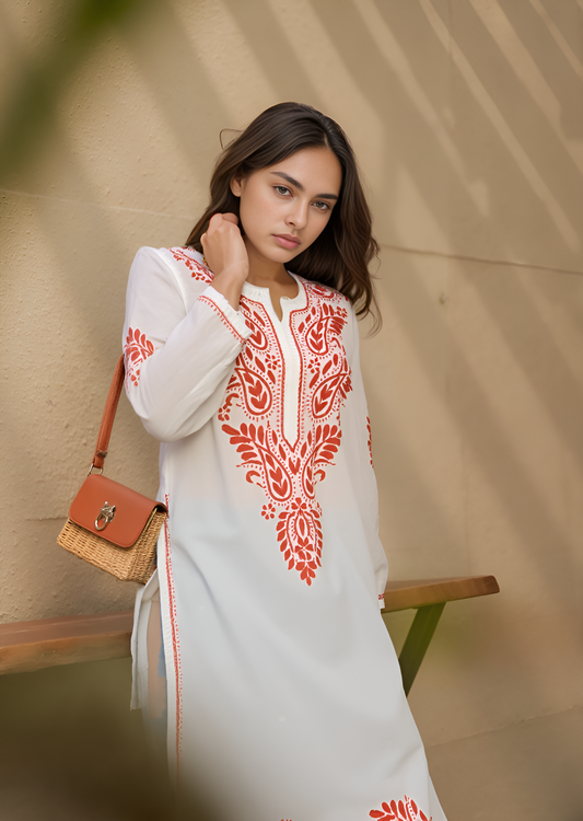 Cotton Hand Embroidered Kurti