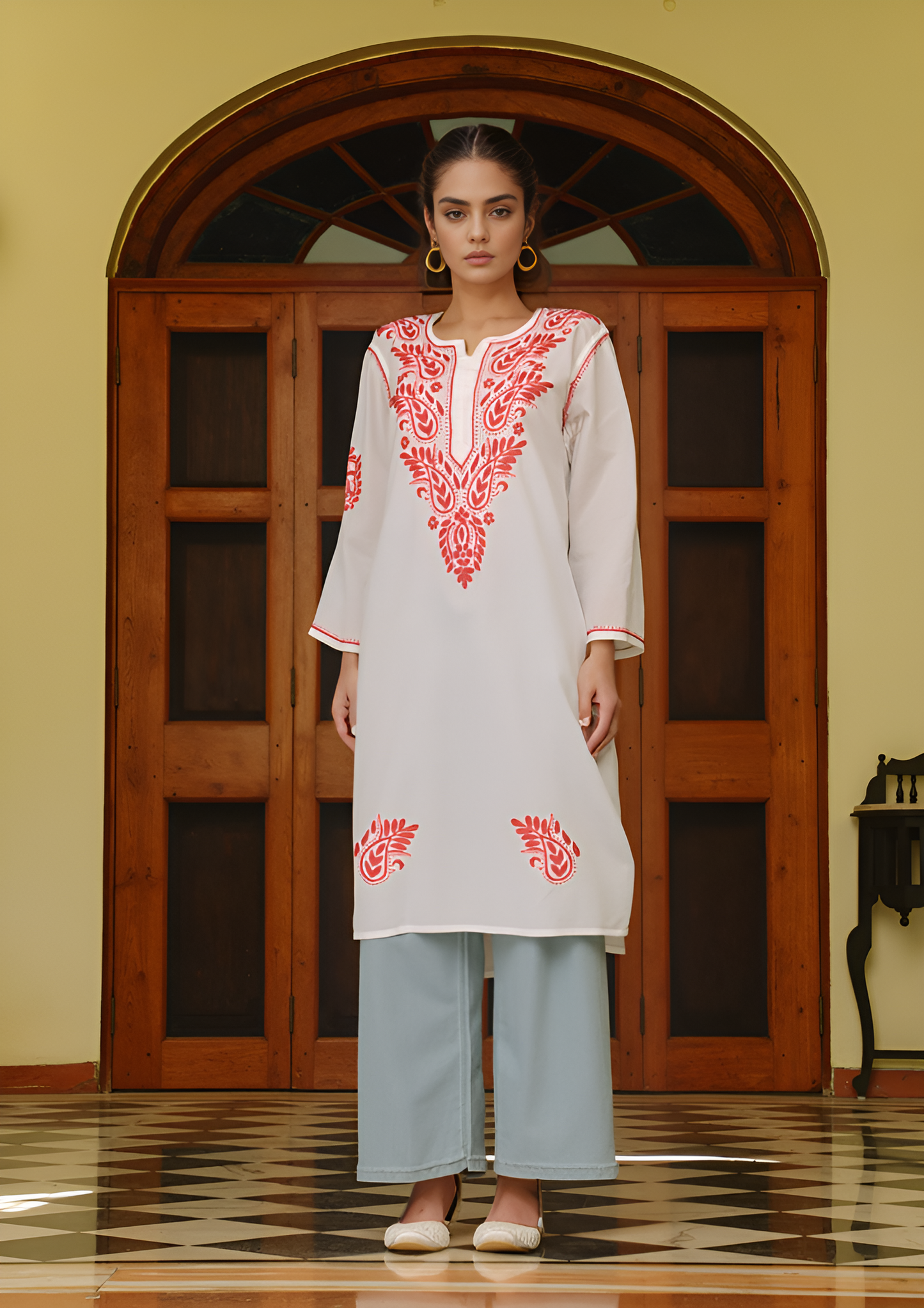 Cotton Hand Embroidered Kurti