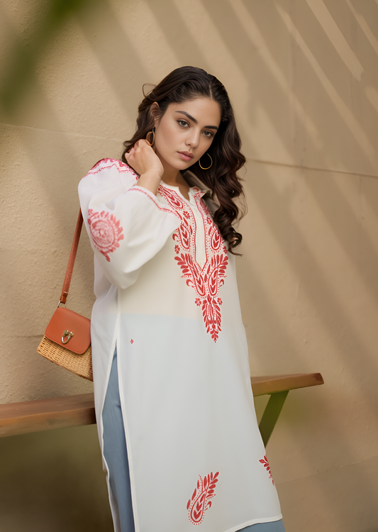 Cotton Hand Embroidered Kurti