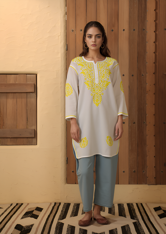 Cotton Hand Embroidered Kurti